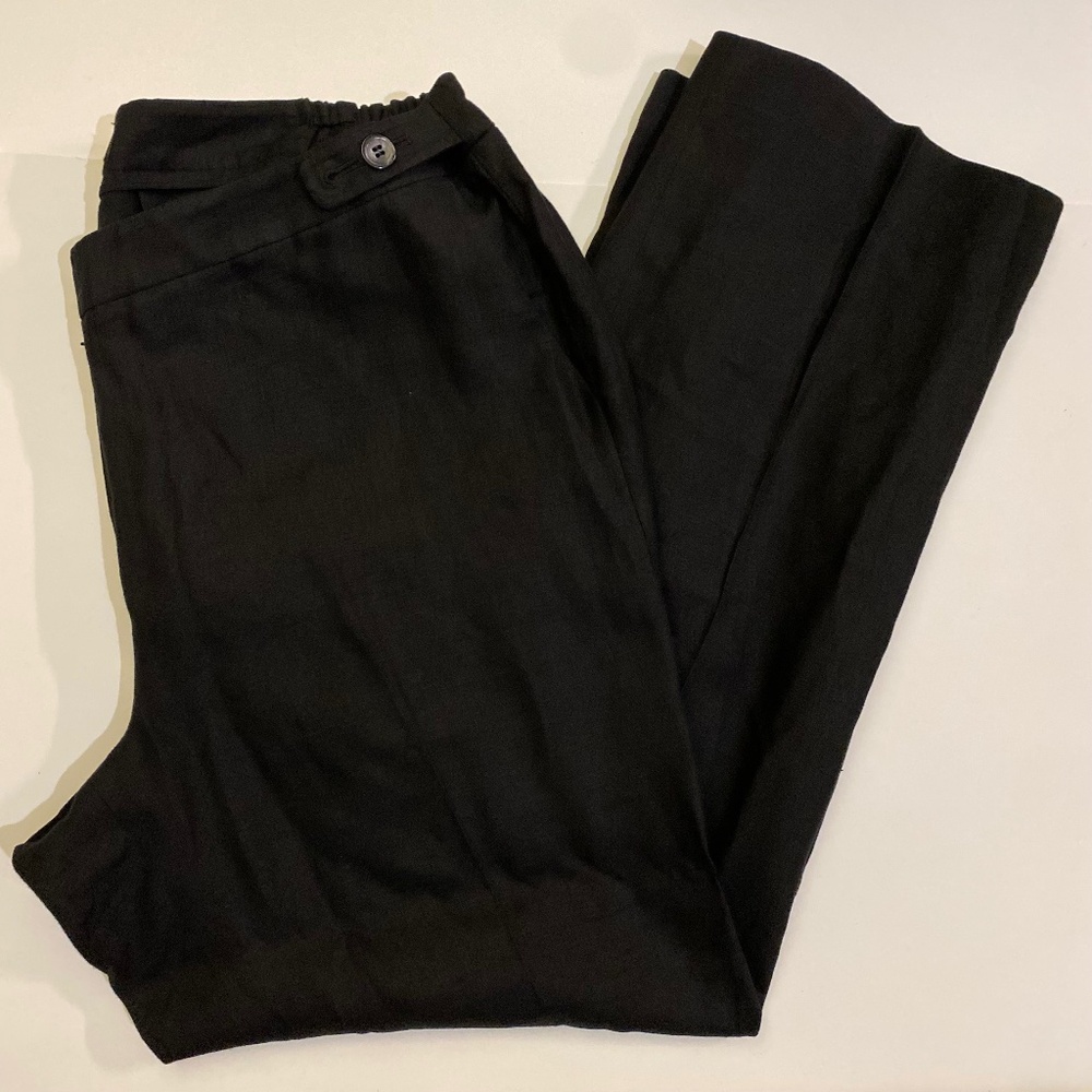 Talbots Black 100% Linen Straight Leg Dress Pants Windsor  Size 18